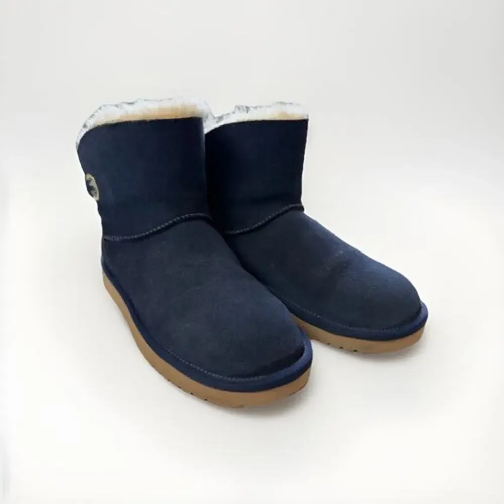 Koolaburra By Ugg Sz 7 Remley Mini Blue‎ Suede Boots Cozy Winter Ankle